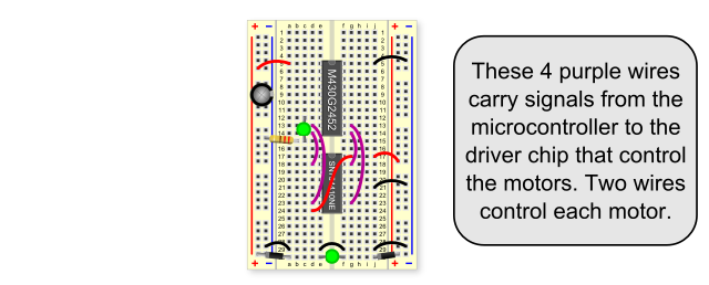 Motor control wires on RoboSlam circuit